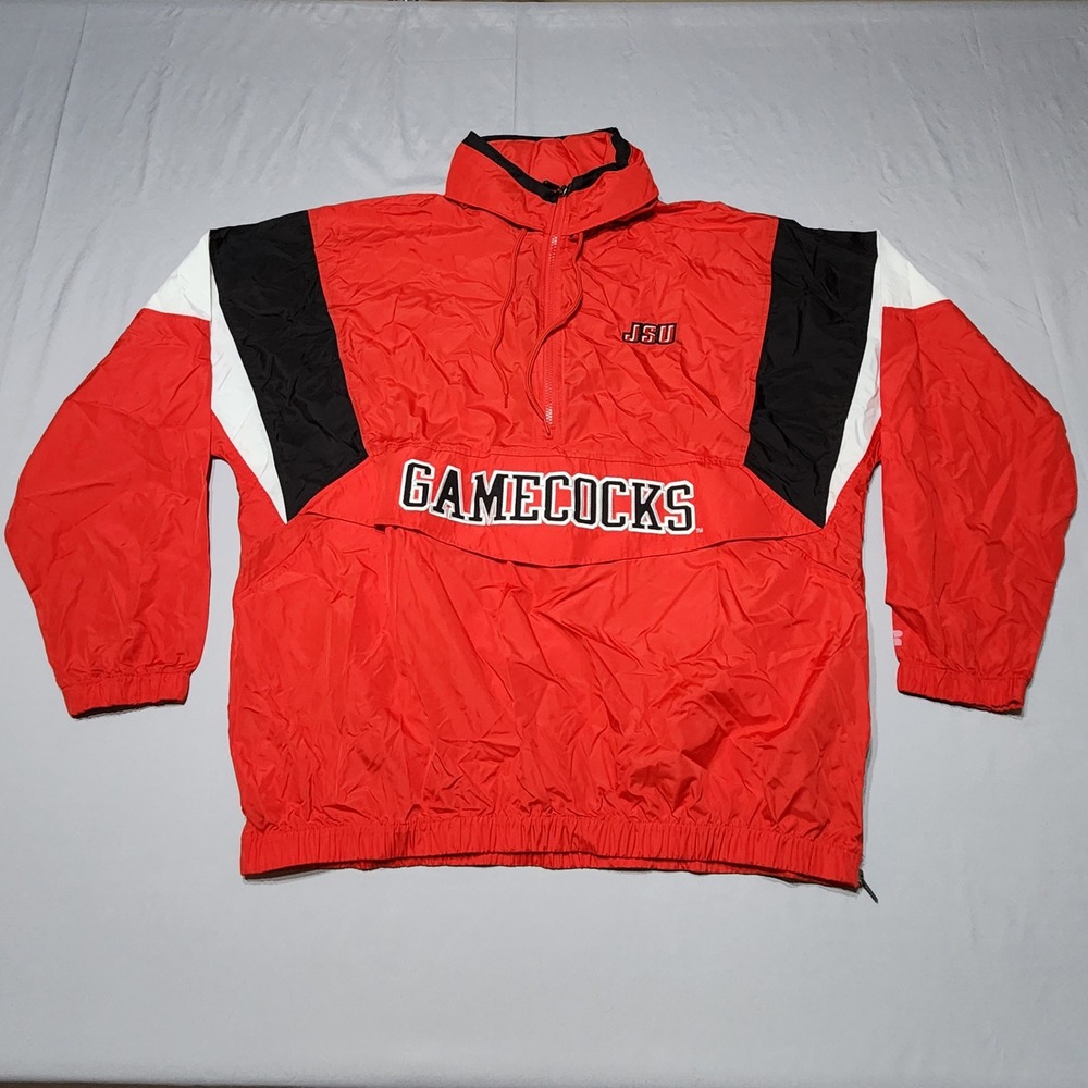 JSU Gamecocks Windbreaker Jacket Red‎ Black Quarter Zip Anorak Mens XL
